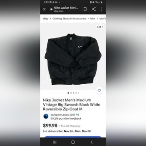 Nike reversible vintage swoosh jacket size: L